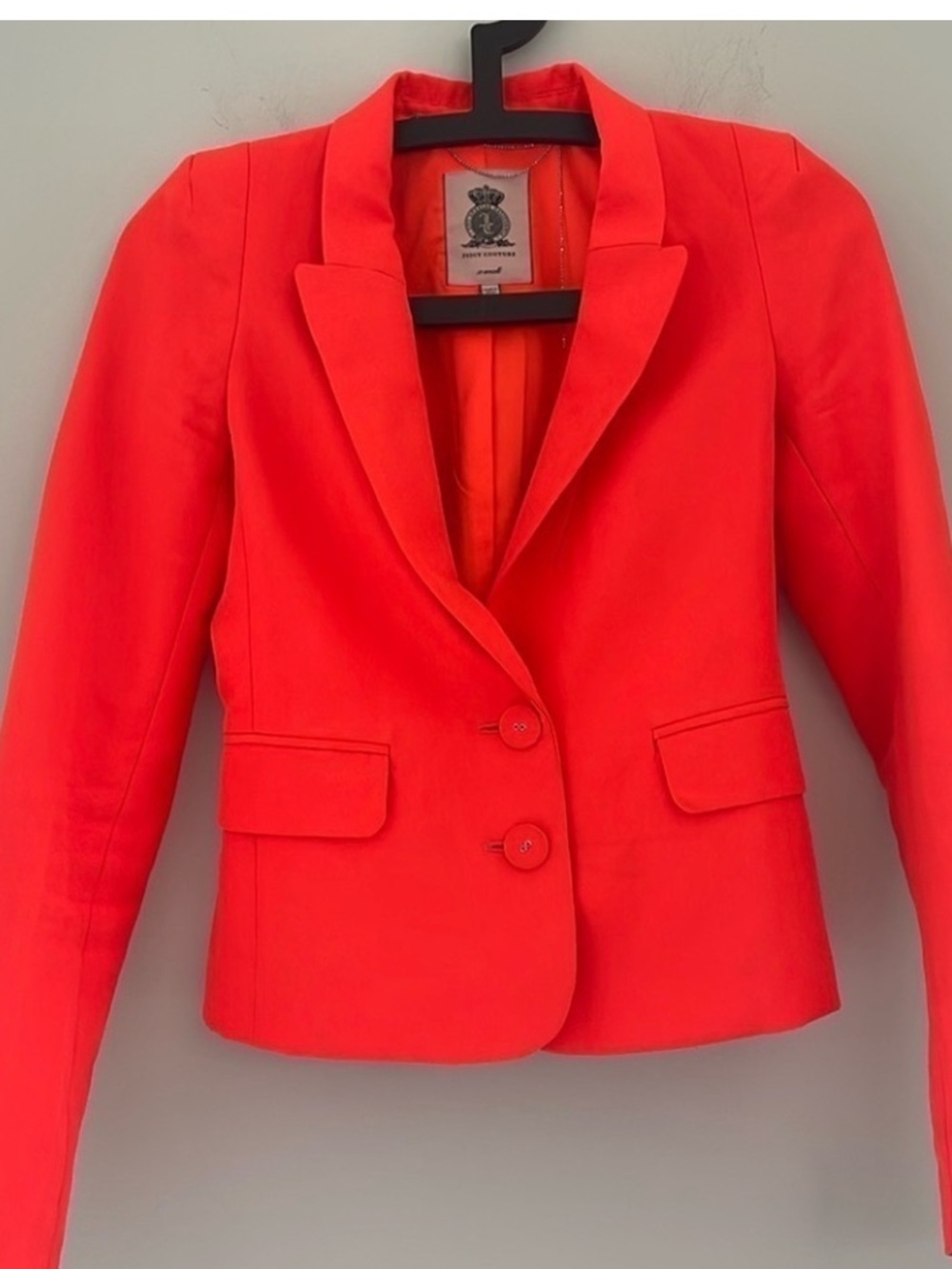JUICY COUTURE NEON BLAZER ULTRA ORANGE SIZE EXTRA SMALL TWO-BUTTON JACKET